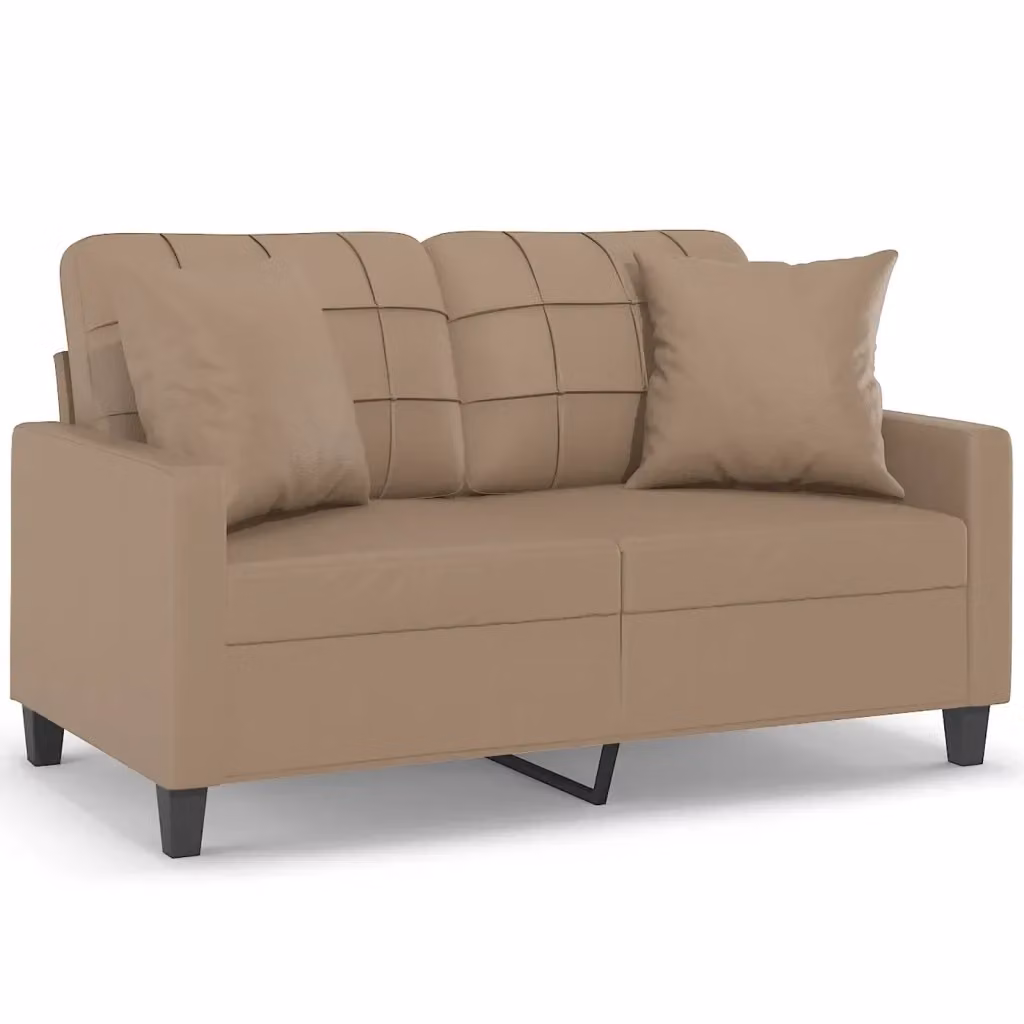 Divano a 2 posti moderno vidaXL in similpelle beige con cuscini e struttura in metallo L: 138 cm, P: 80 cm, H: 77 cm – 2