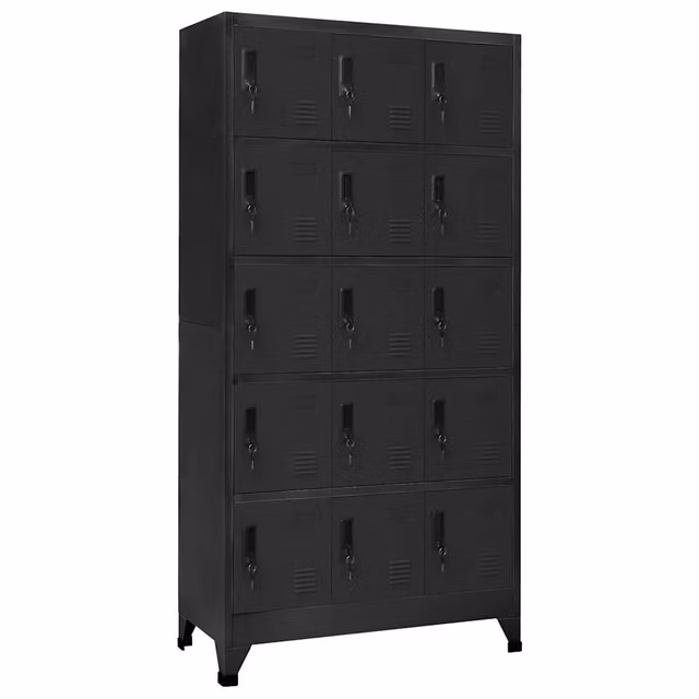Armadio a schedario moderno da ufficio con ante bloccabili 90 x 40 x 180 cm in acciaio antracite 02_0047034