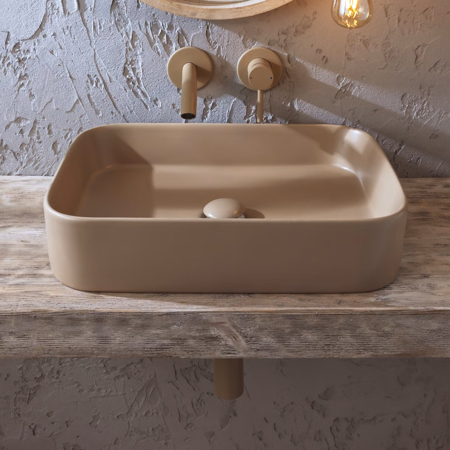 Lavabo d'Appoggio Rettangolare - Grigio (Pebble) - 505mm x 370mm (Senza Fori per la Rubinetteria) - Elements