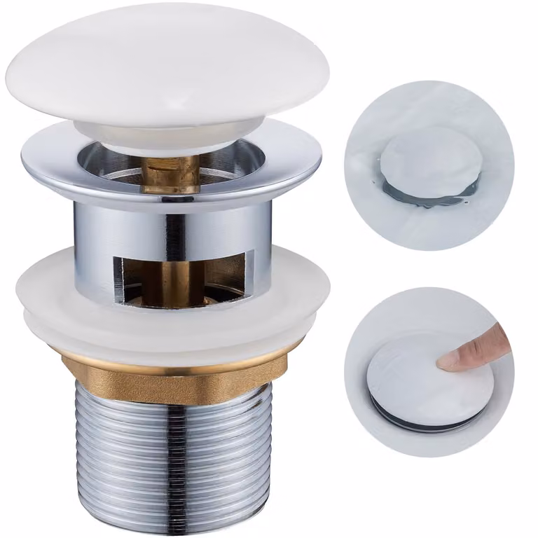 Solidchoice - Kit di scarico per lavabo con troppofilo, Vetroceramica bianca