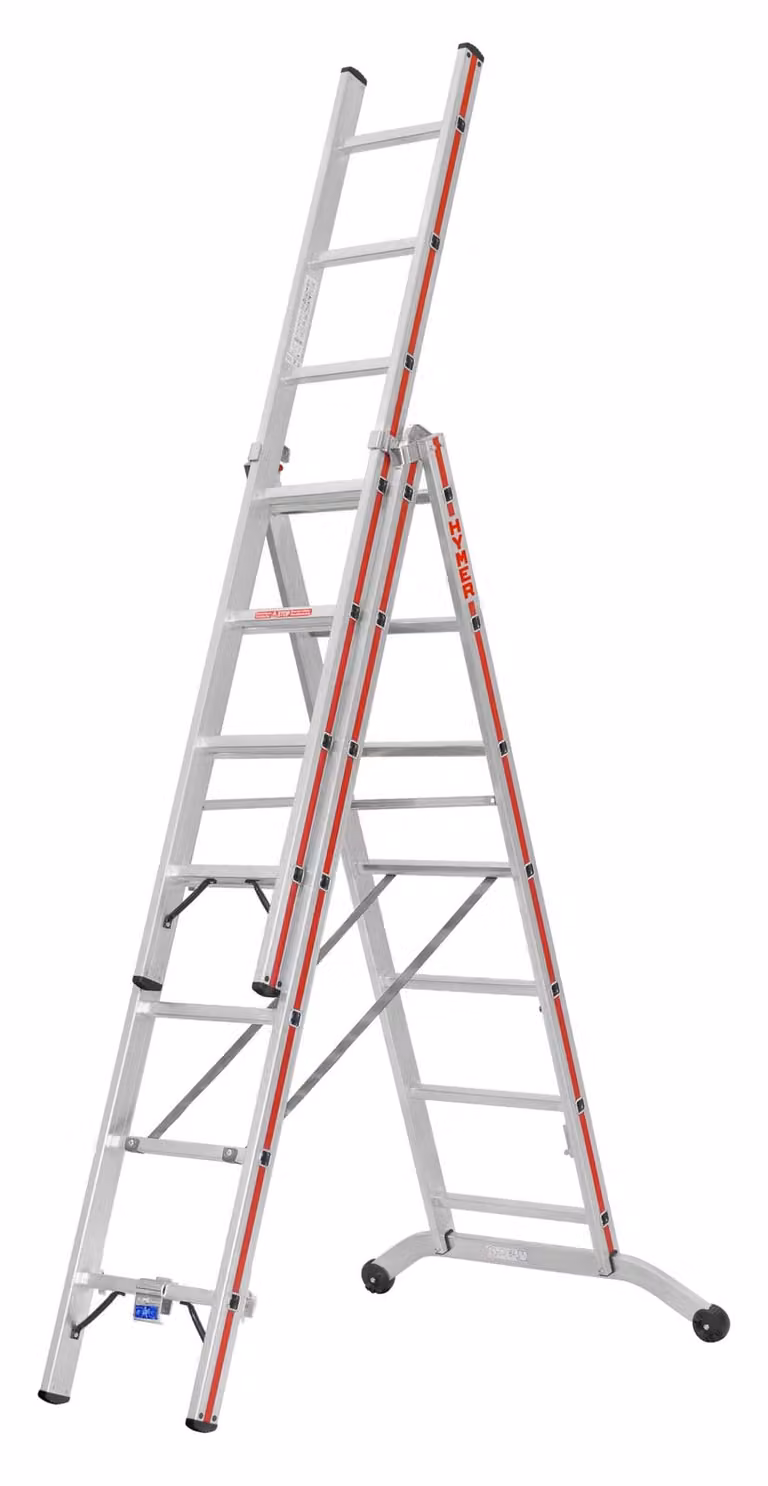Scala multiuso a tre sezioni, 3×12 gradini, 8,38 m, Hymer