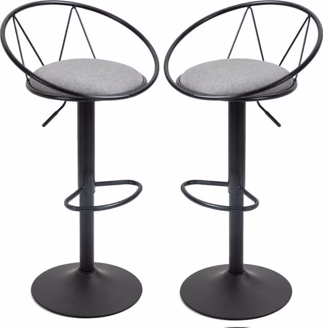 Set di 2 sgabelli da bar HOMCOM con altezza regolabile, seduta morbida in tessuto e struttura in metallo, girevoli a 360 gradi, colore grigio