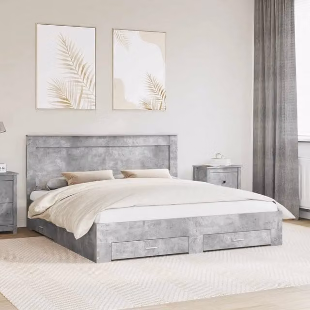 Struttura del letto con cassetto Grigio cemento 200 x 200 cm 3410286
