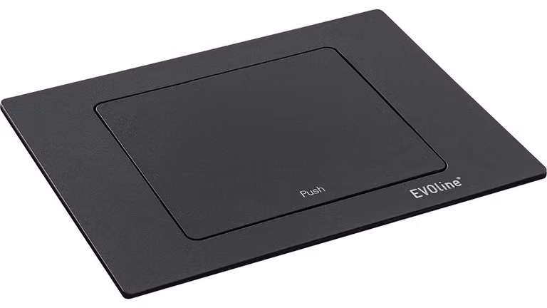 Prese EVOline Spin, presa Schuko con caricabatterie USB-C, colore nero opaco, rotazione a 180°, dimensioni 48,2 mm, materiale: plastica