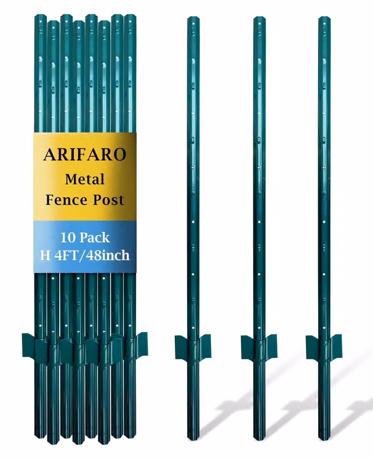 Elzusha - Pali metallici a forma di U robusti per recinzioni a filo - 122 cm - Confezione da 10