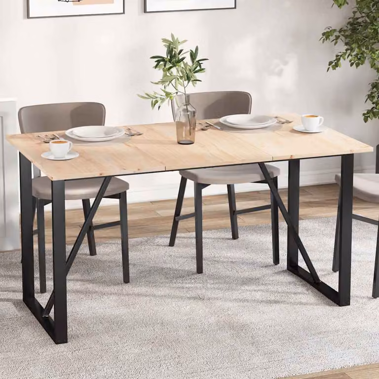 Set di 3 piani per tavolo rettangolari vidaXL in legno massello di pino marrone, L 80 cm x P 47 cm x H 1,7 cm
