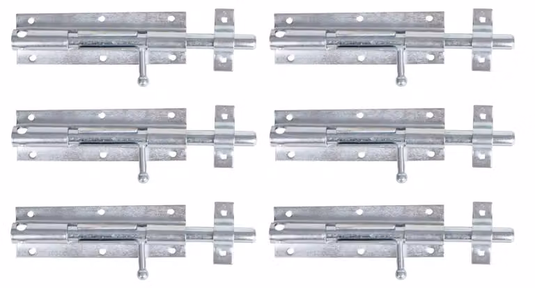 Alberts 824037 Bullone Grendel, con impugnatura a pomello e senza molla, zincato, piastra 175 x 55 mm, set da 6