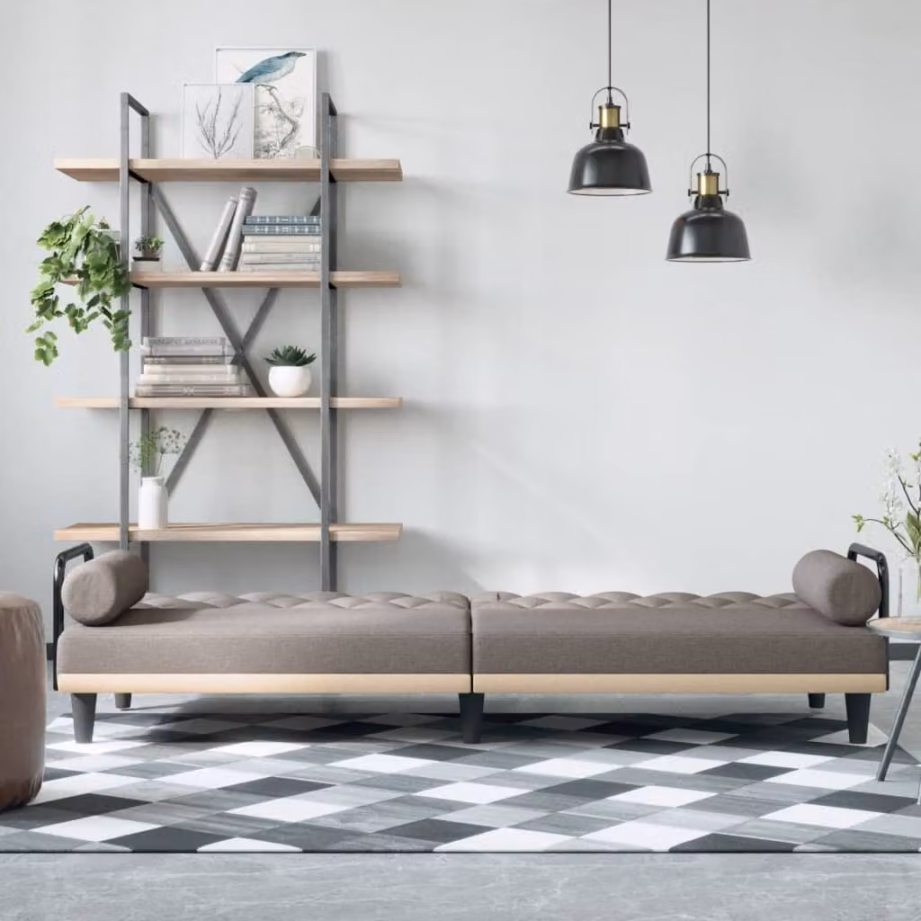Maison Exclusive - Divano letto con braccioli, rivestito in tessuto color taupe