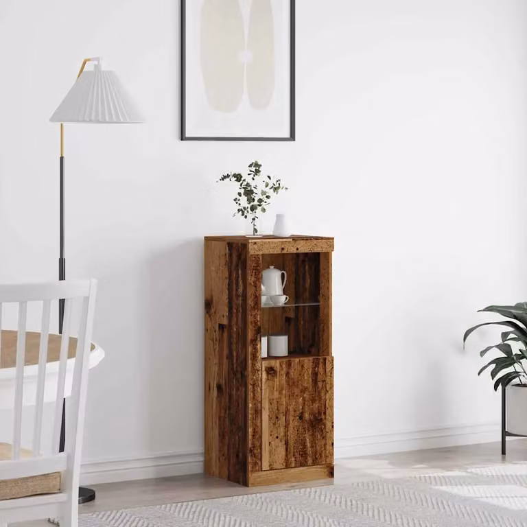 Madia moderna vidaXL in legno vecchio marrone con illuminazione LED, L 41 cm x P 37 cm x H 100 cm