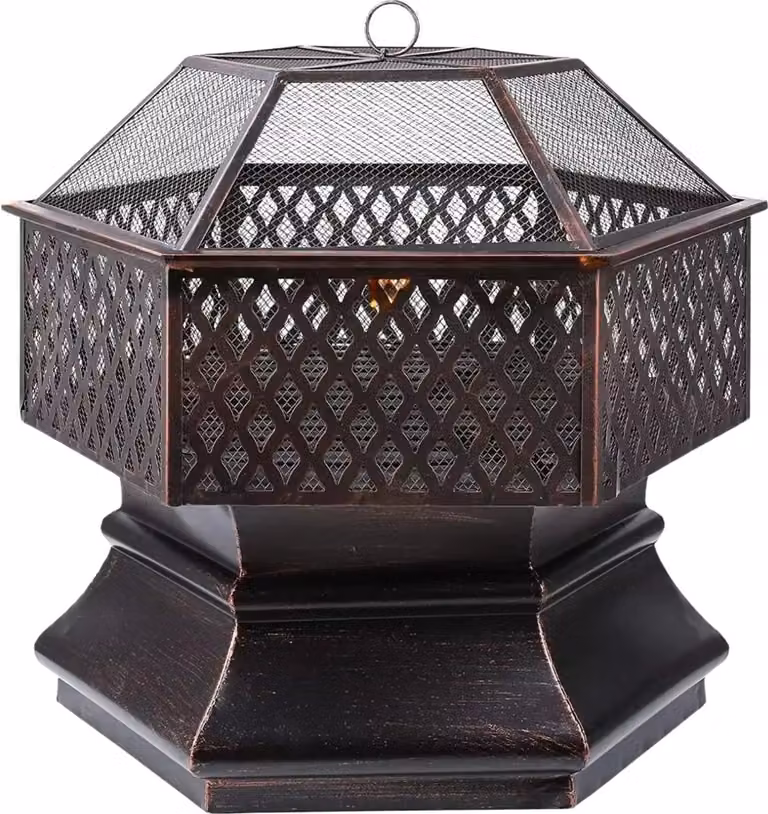 Barbecue da giardino HexaGrill XL - 76 cm - Focolare da esterno - Con griglia e parascintille - Metallo