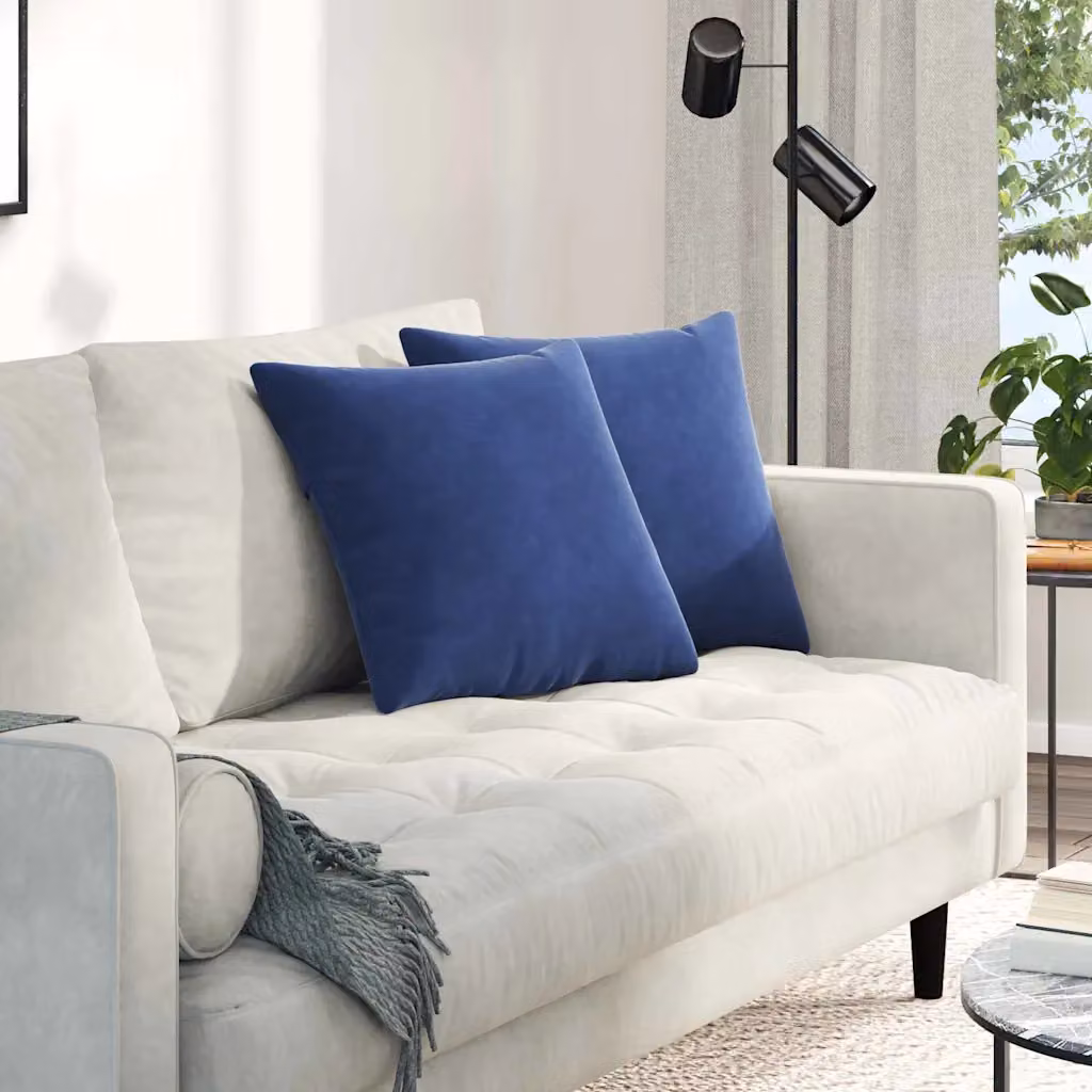 Set di 2 cuscini da divano quadrati vidaXL in tessuto a coste blu, L 45 cm x P 45 cm x H 45 cm