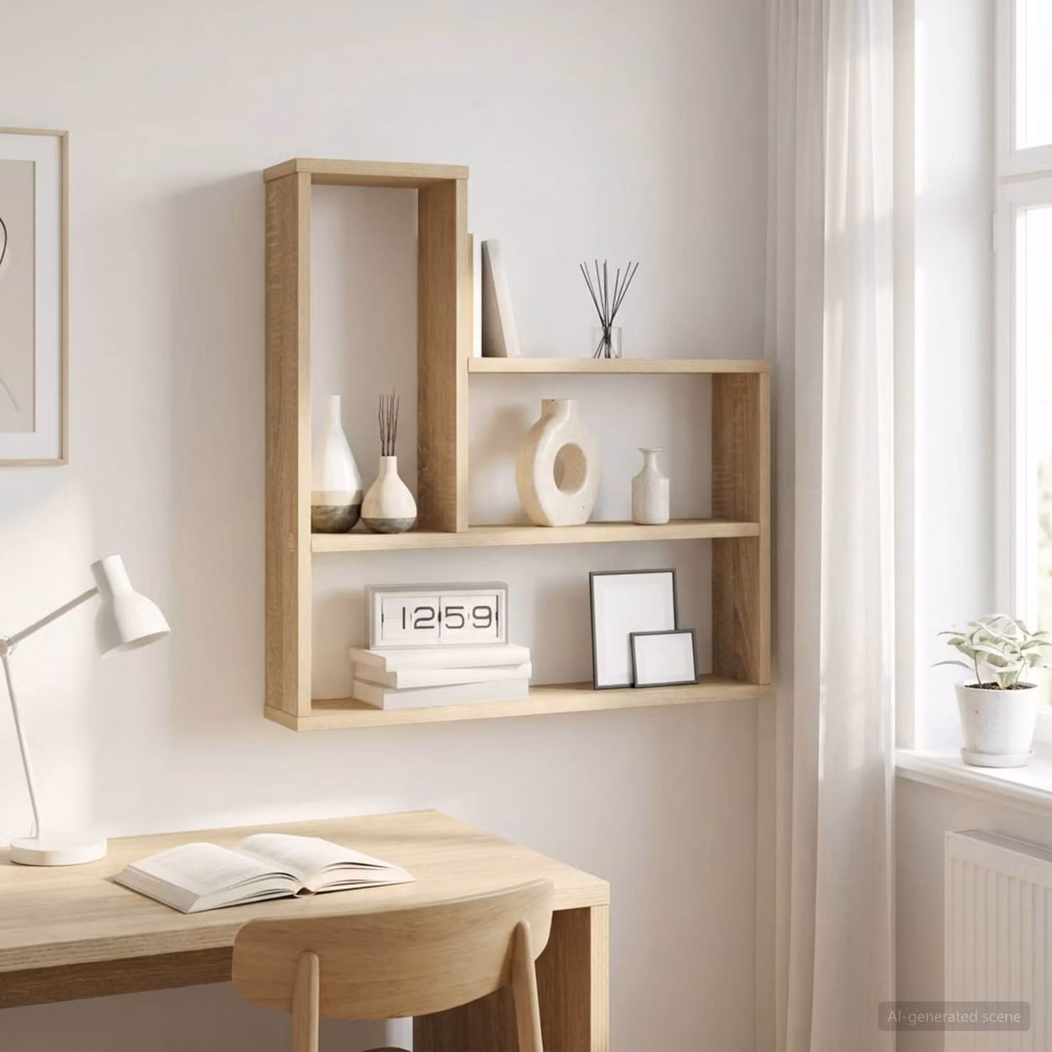 Scaffale da parete vidaXL in legno color marrone, design minimalista, L 60 cm x P 11 cm x H 60 cm