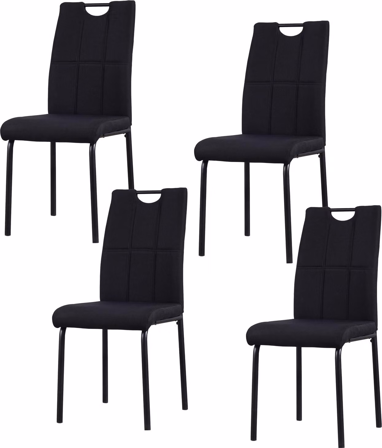 Sedia da pranzo Denton Tessuto nero Set da 4