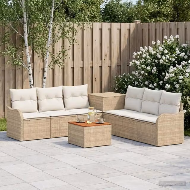 Set di divani 8 pz Beige e Bianco Crema 55 x 55 x 37 cm 3448072