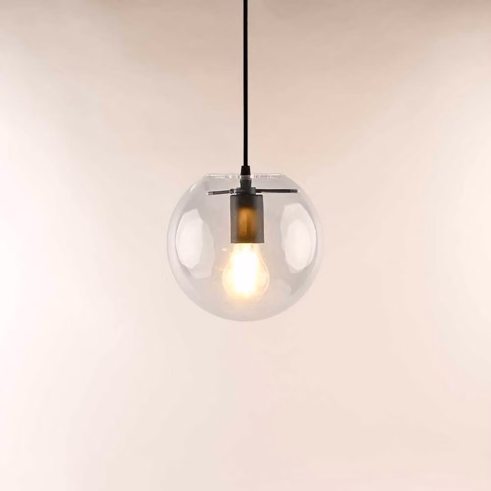 s.luce Orb sfera di vetro lampada a sospensione lampada a sospensione lampada a sospensione lampada di vetro nero/chiaro Ø 20cm rotonda