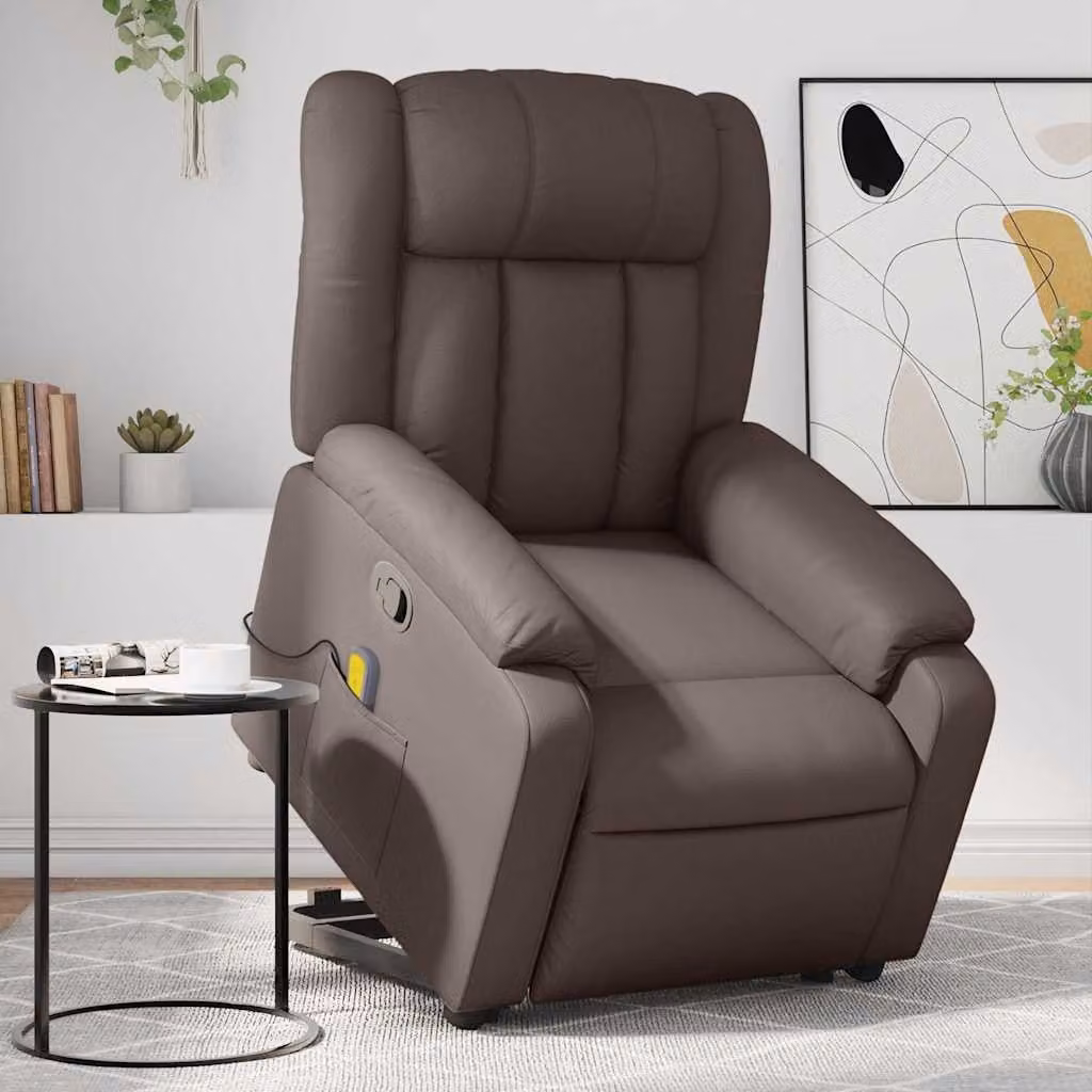 vidaXL Poltrona Alzapersona Reclinabile con Assistenza Elettrica in Similpelle Marrone – 1