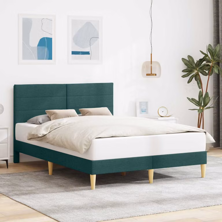 Struttura del letto moderna vidaXL in tessuto verde scuro L/P: 120 x 200 cm, H: 206 cm