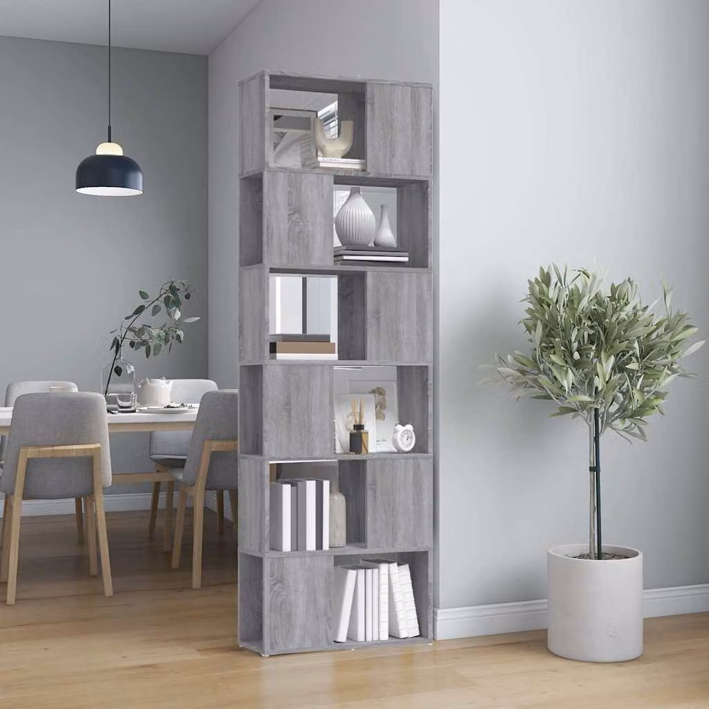 Libreria/Divisorio vidaXL Grigio Sonoma, L: 60 cm, P: 24 cm, H: 186 cm