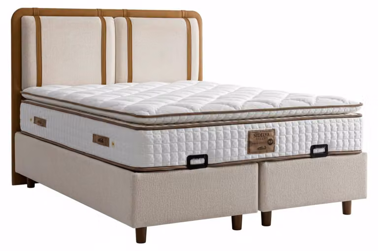 Letto con materasso in stile moderno, imbottitura morbida, con contenitore