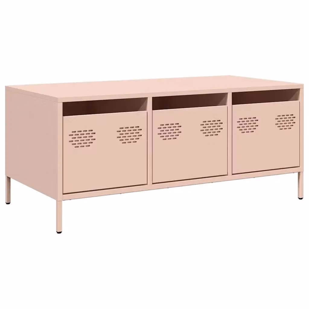 Tavolino rettangolare vidaXL in metallo rosa per soggiorno o camera da letto L: 101,5 cm, P: 50 cm, H: 43,5 cm – 2