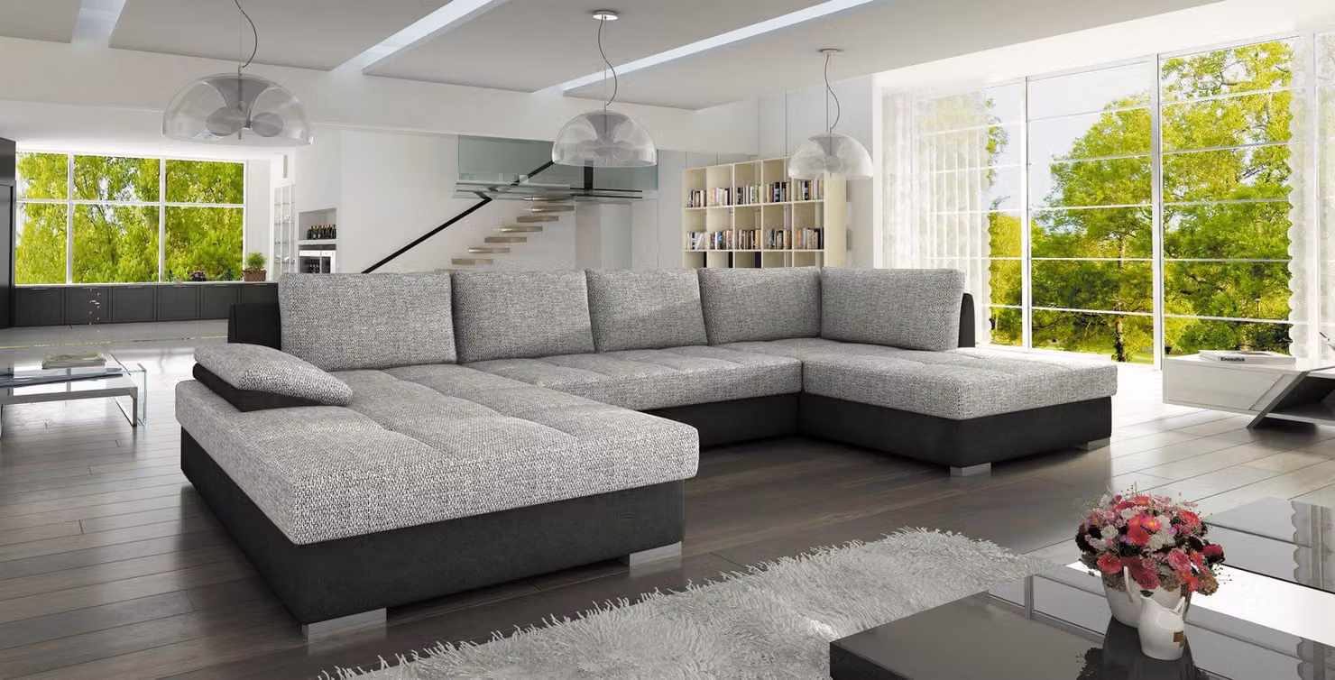 Couch Garnitur U-Form Big design Wohnlandschaft Ecksofa xxl Polster Eck Sitz
