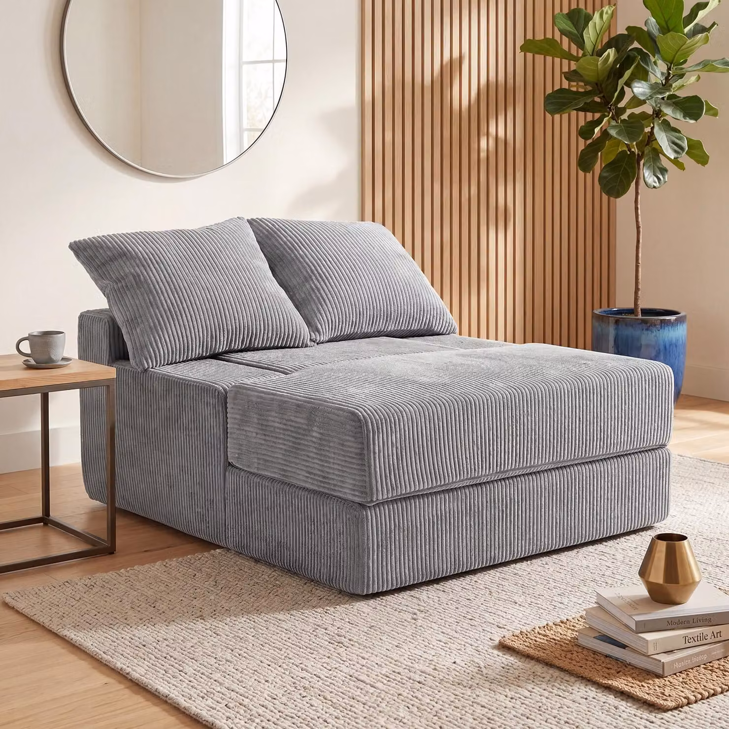 DIVANO LETTO KOMFOTTEU 2 in 1: Divano letto, divano trasformabile con funzione letto e 2 cuscini, divano letto con rivestimento removibile e base antiscivolo, divano compatto ideale per soggiorno, camera da letto e stanza degli ospiti