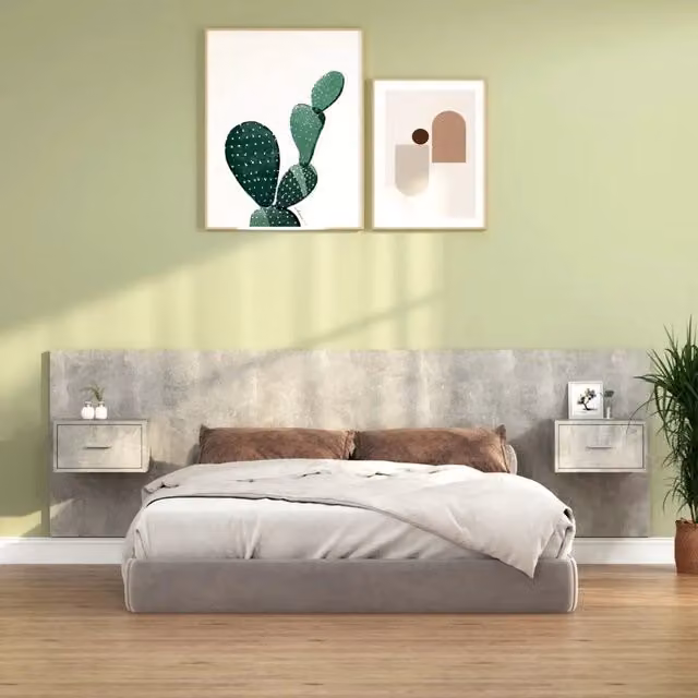 Testiera Letto con Comodini Integrati vidaXL in Legno Multistrato Grigio – 1