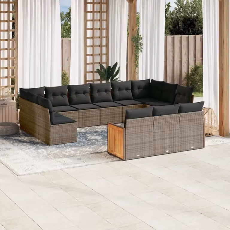 Maison Exclusive - Set Divani da Giardino 13 pz con Cuscini Grigio in Polyrattan