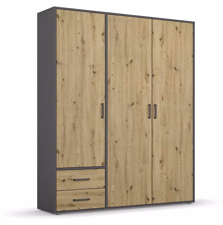 Rauch Möbel Voyager, armadio, grigio metallizzato/rovere Artisan, larghezza 140 cm