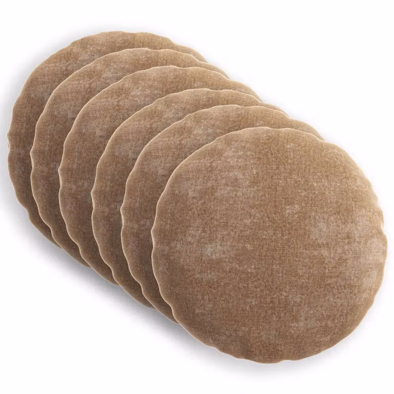 Set di 6 federe rotonde vidaXL HEERLEN in tessuto chenille marrone, Ø 40 cm