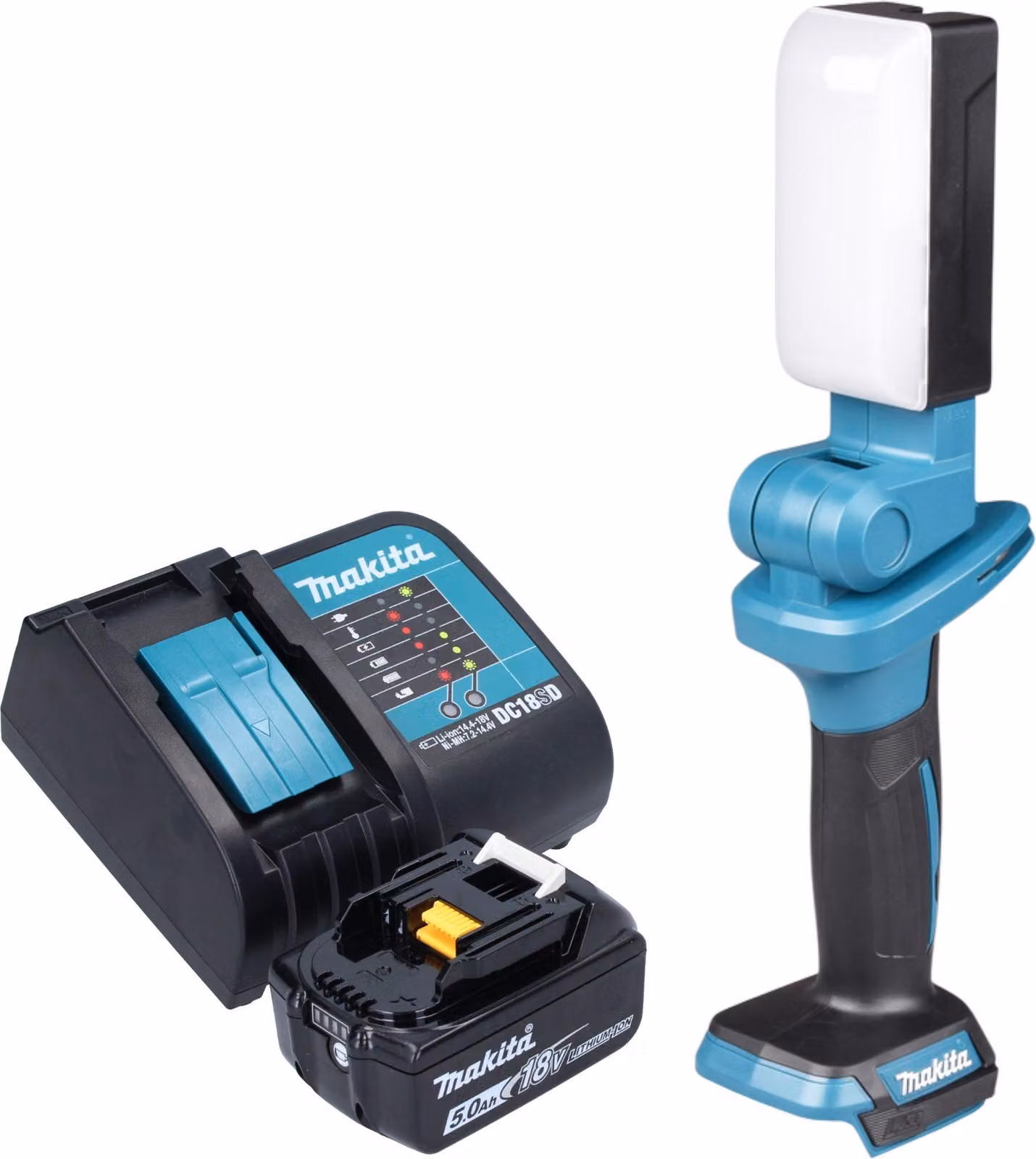 Lampada da lavoro a batteria Makita DML 816 ST1X 18 V 500 lm LED + 1x batteria 5,0 Ah + caricabatteria