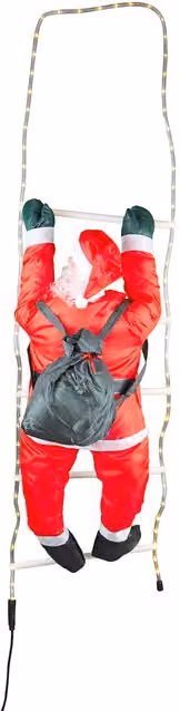 Decorazione di Babbo Natale su Scala con LED EuroNatale, Colore Rosso, L 38 cm x H 140 cm