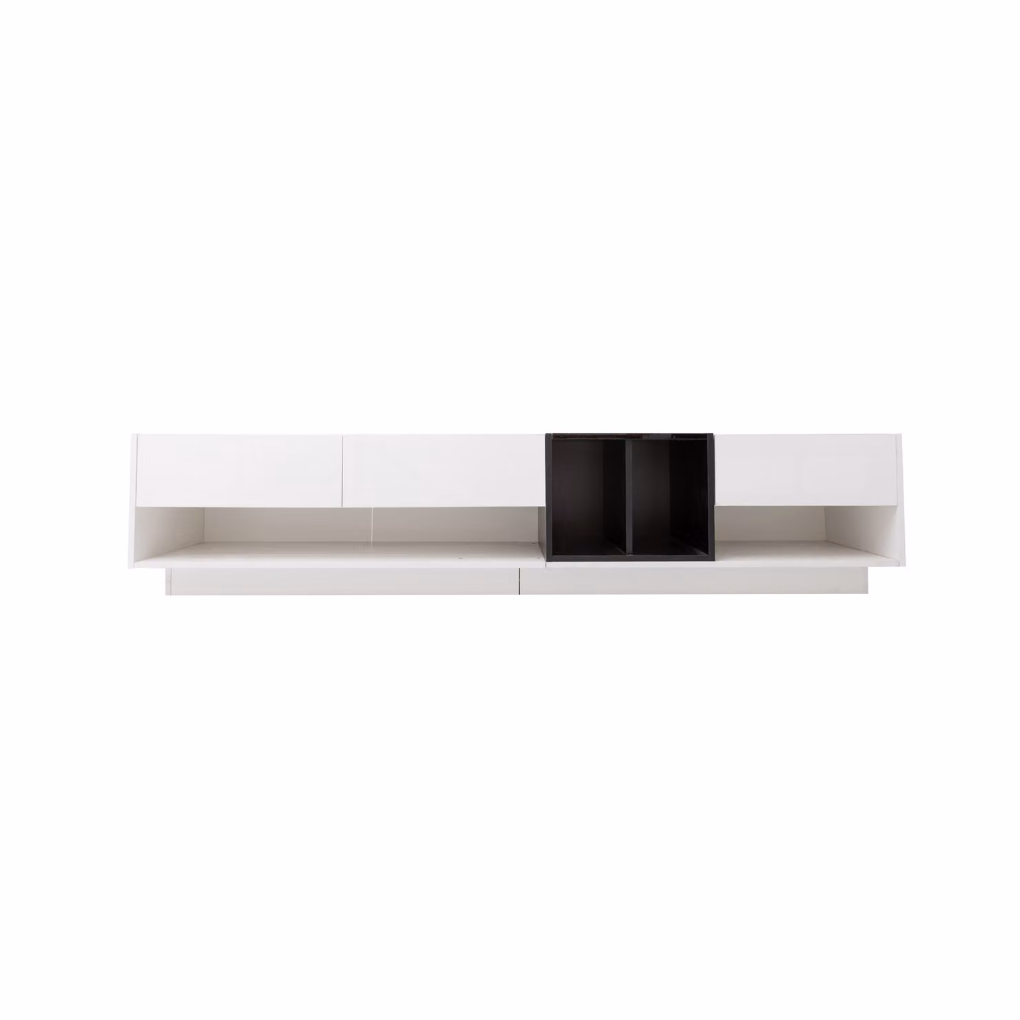 Mobile TV Lowboard Moderno Aosom in Bianco e Nero Lucido con Cassetti e Ripiani, L 190 x P 40 x H 42 cm – 2