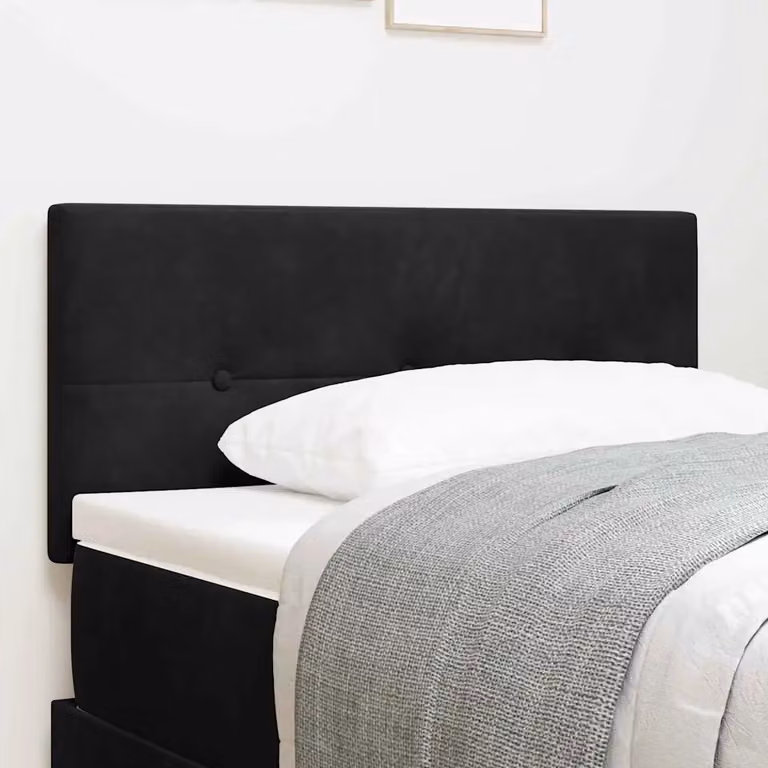Testiera per letto vidaXL in velluto nero con struttura in legno di pino, Larghezza: 80 cm