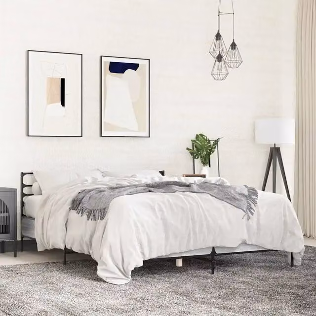 Letto Giroletto Sonoma Grigio vidaXL in Legno e Metallo L: 150 cm, P: 200 cm – 1