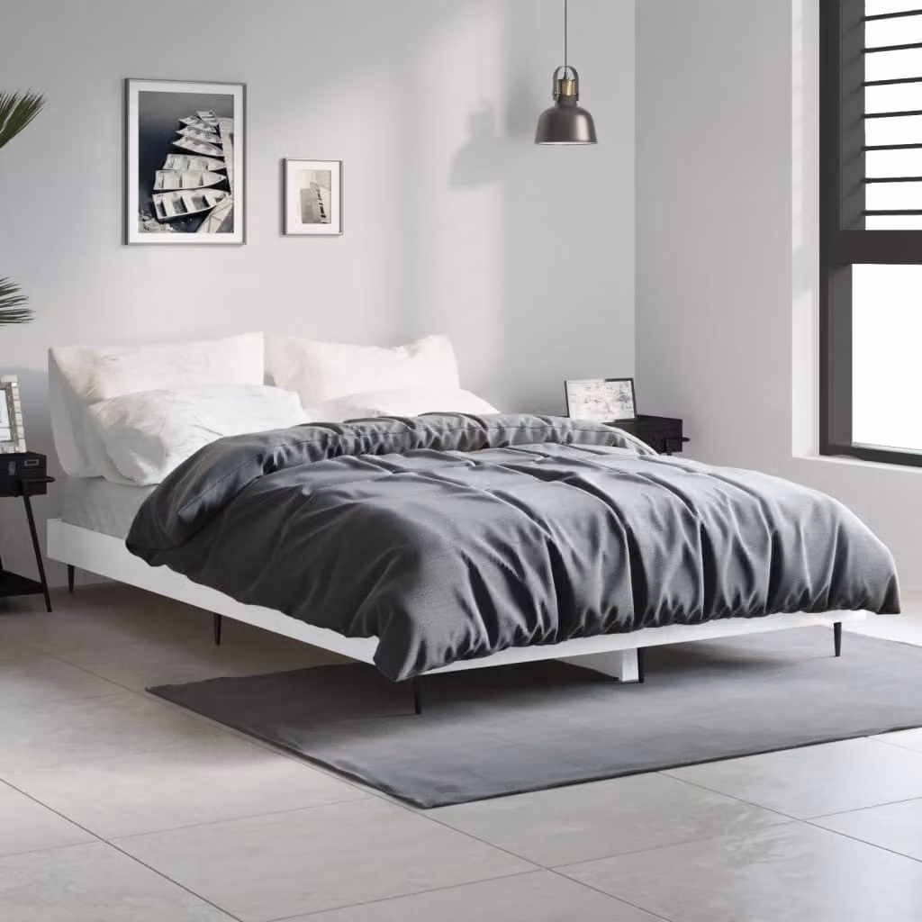 vidaXL Giroletto Bianco in Legno e Metallo L/P: 120 x 200 cm