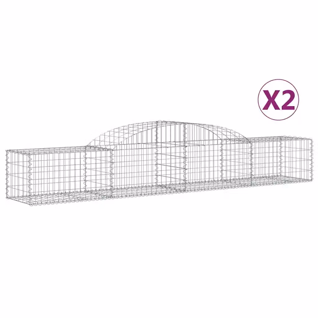 Set di 2 Cesti Gabbioni ad Arco vidaXL in Acciaio Zincato Grigio L: 300 cm, P: 50 cm, H: 40-60 cm – 2