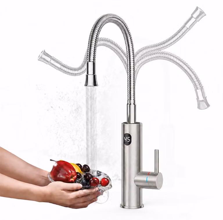 Rubinetto elettrico da 3200 W, con display LCD, rotazione a 360° e erogatore flessibile