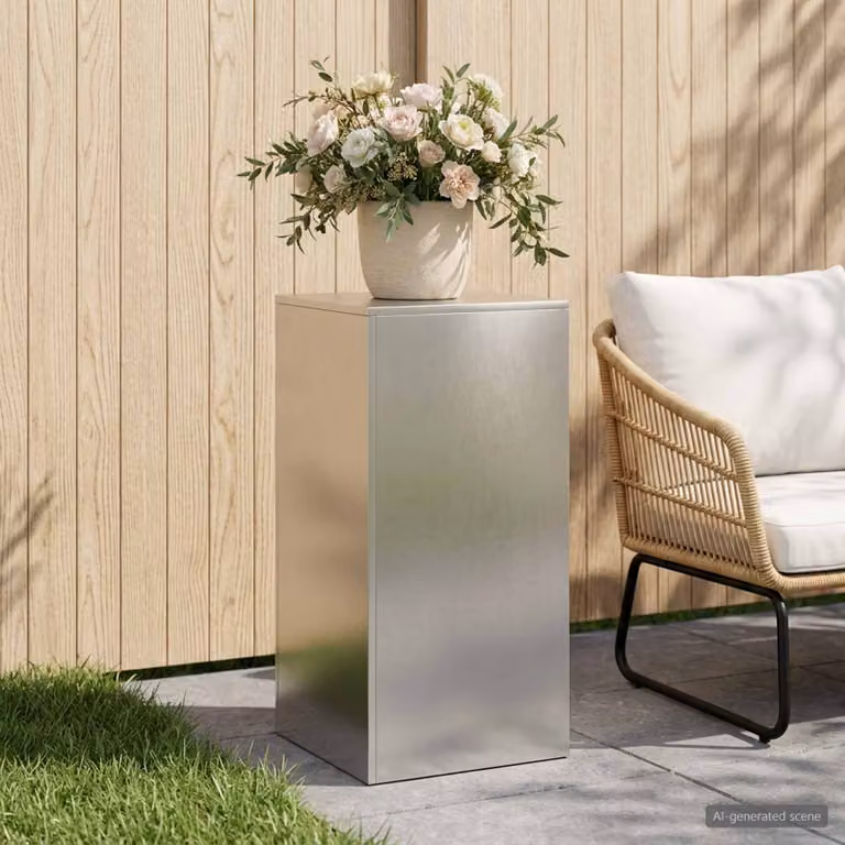 vidaXL Supporto per piante in metallo argento opaco L/P/H: 40 x 40 x 80 cm