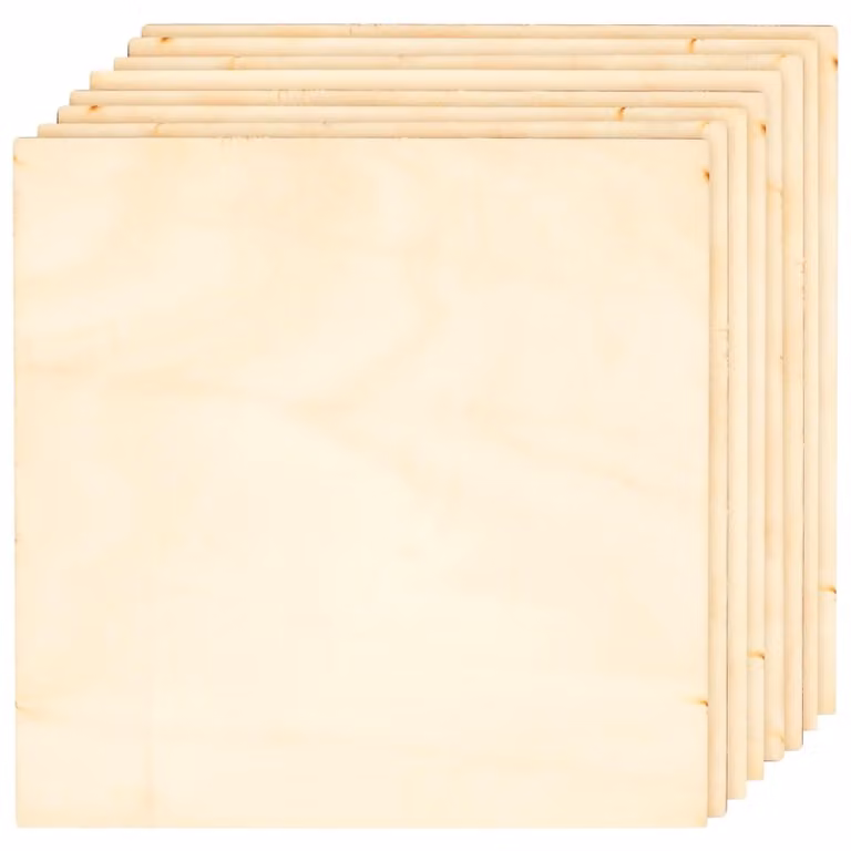 Confezione da 8 pannelli multistrato di legno di tiglio - Lastre sottili - Materiale di rivestimento in legno - Artigianato fai-da-te - Decorazioni per matrimoni - Colore naturale - Lastre di legno