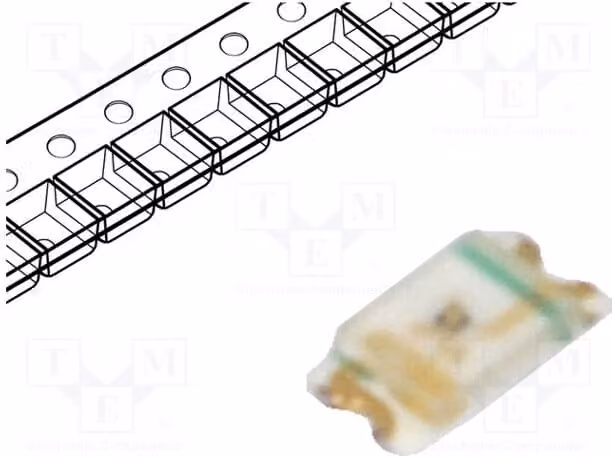 5 LED SMD giallo-verde, 2,2V, 1,6x0,8x0,36mm, 10÷25 mcd, 0603, 20mA, SML-E12M8WT86, LED