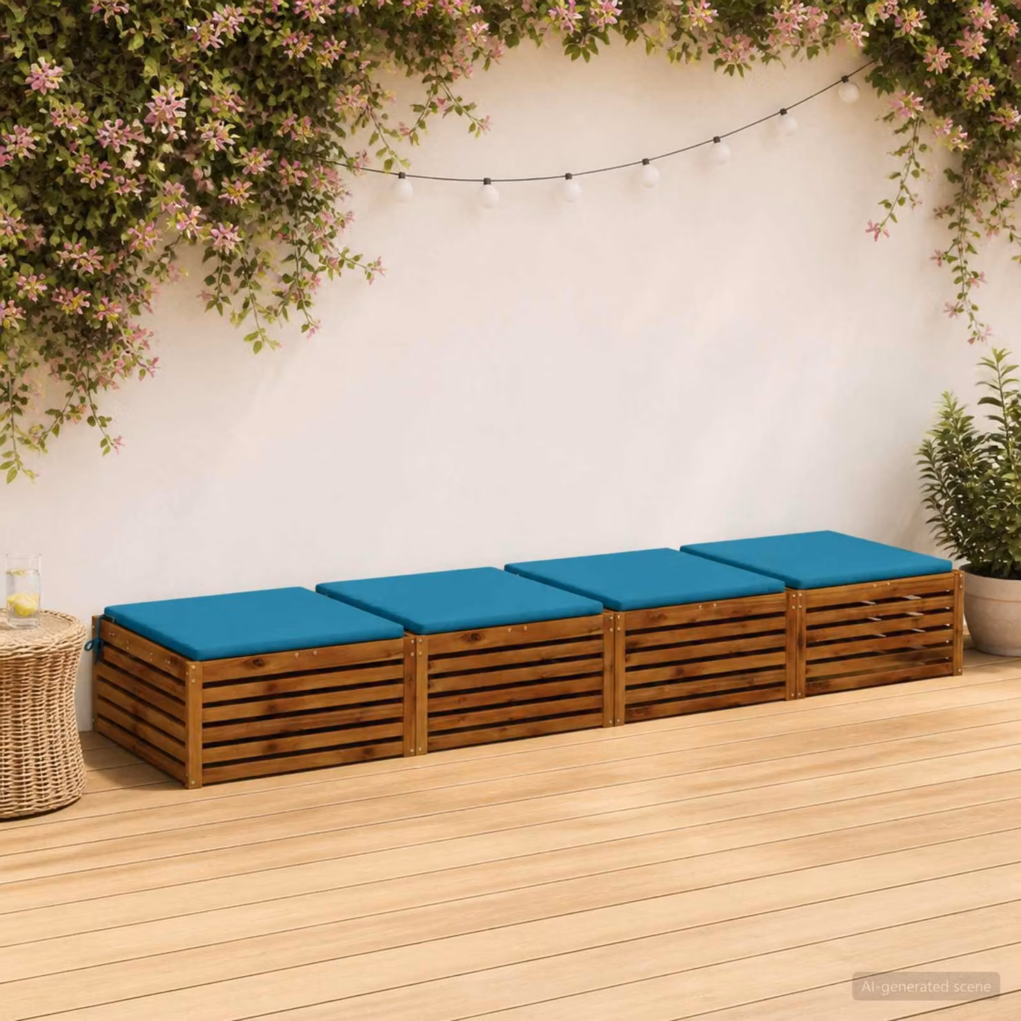 Set di 4 cuscini per sedia vidaXL SOEST in poliestere, forma quadrata, colore azzurro, con rivestimento lavabile e resistente ai raggi UV