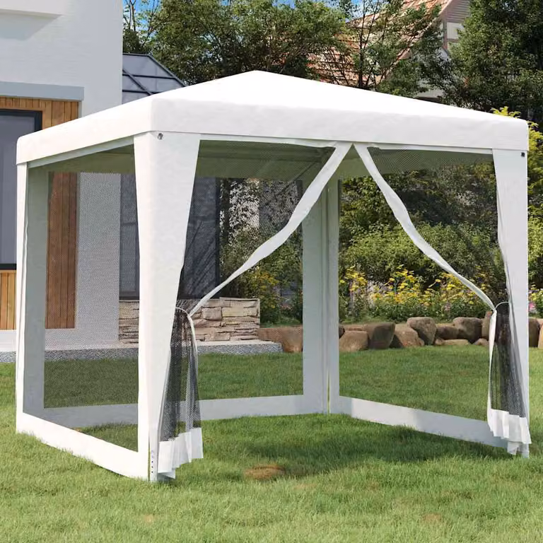 vidaXL Tendone per Feste con 4 Pareti in Rete Bianco L: 250 cm, P: 250 cm, H: 240 cm