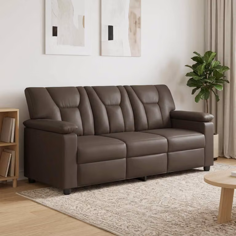 Divano moderno vidaXL in similpelle e tessuto grigio con struttura in metallo L: 191 cm, P: 85 cm, H: 93 cm