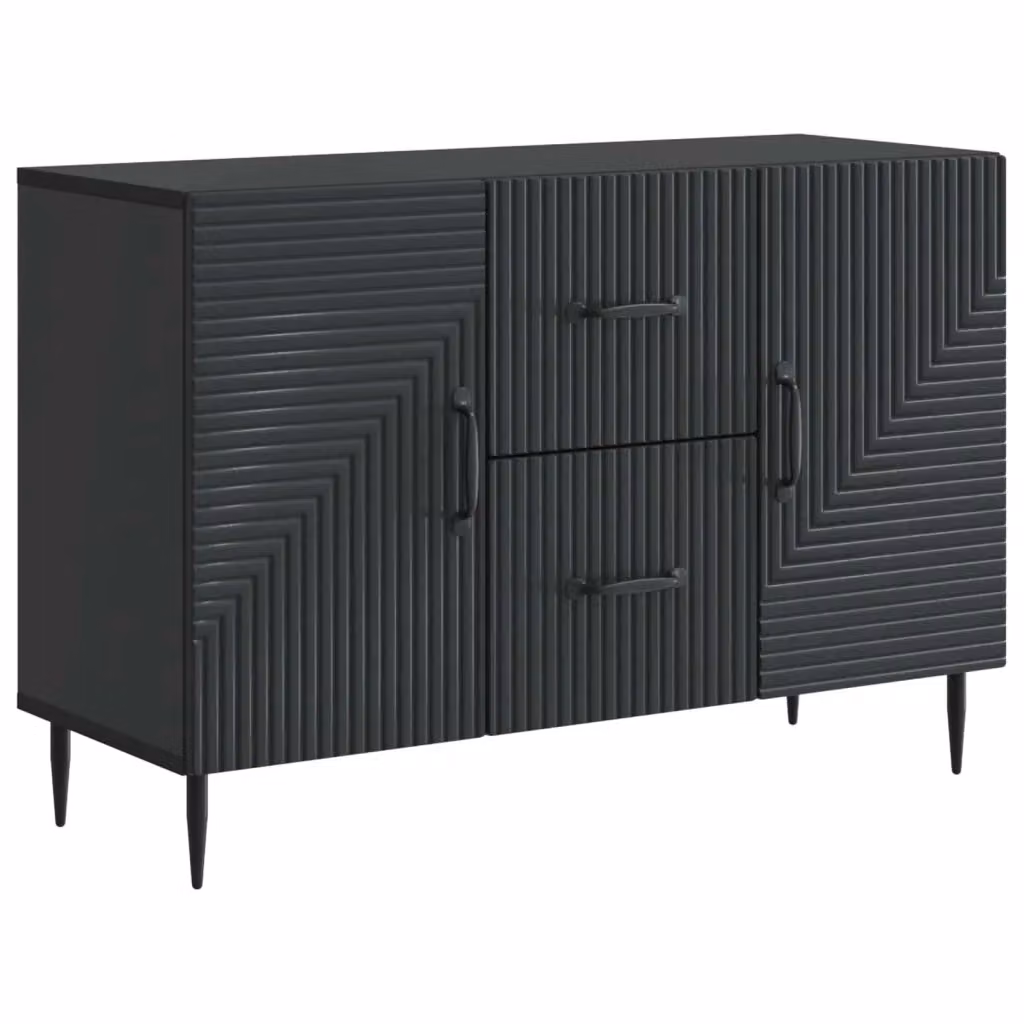Credenza moderna vidaXL in MDF nero opaco per soggiorno o sala da pranzo, L 89 cm x P 34,5 cm x H 60 cm – 2
