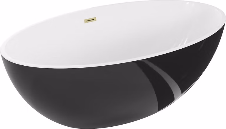 Mexen Nike vasca da bagno freestanding 175 x 100 cm, bianca/nera, troppopieno oro spazzolato - 54071751075-55