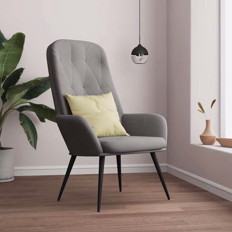 Sedia Relax vidaXL in Velluto Grigio Chiaro con Braccioli