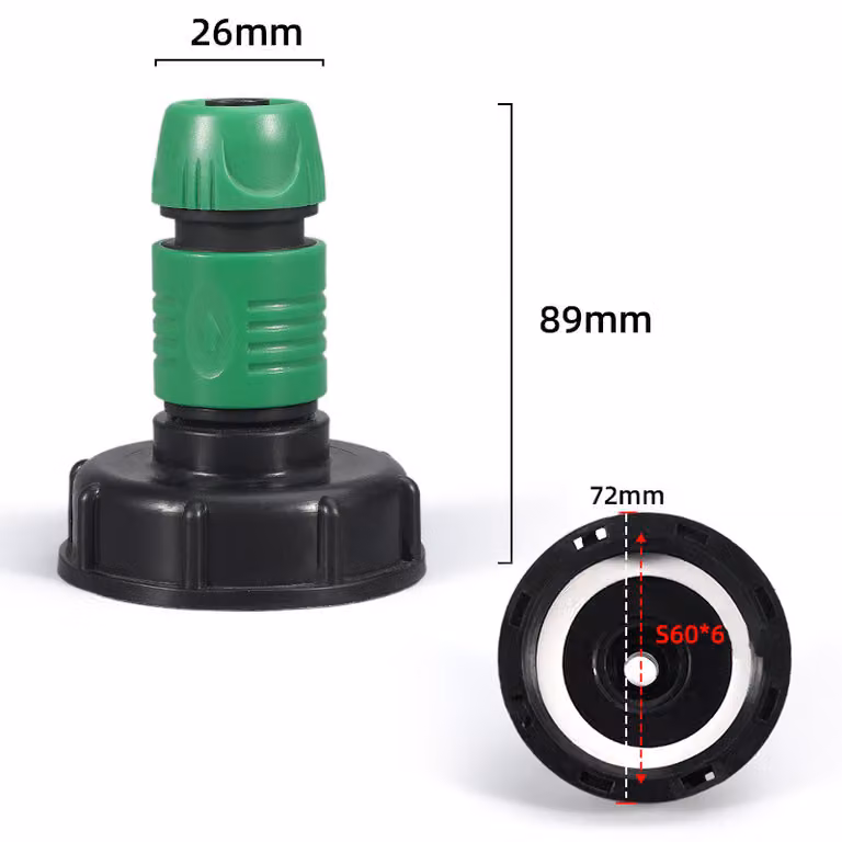 INF Adattatore IBC in plastica - Collegamento per tubi flessibili 1/2 pollice