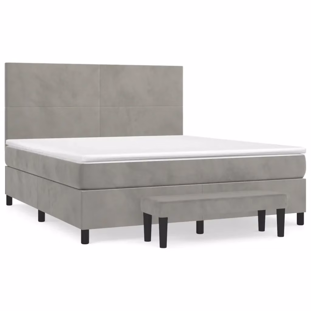 Letto Ibrido con Giroletto a Molle e Materasso vidaXL in Velluto Grigio e Bianco L/P: 180 x 200 cm – 2