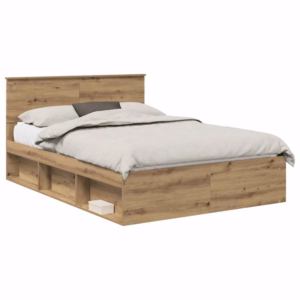 Struttura del letto moderna vidaXL in legno color rovere con doghe fisse, L/P/H: 140 x 190 x 90 cm – 2